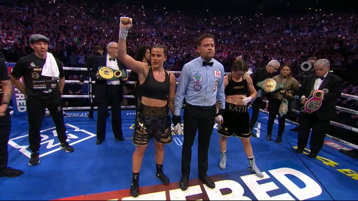 𝗥𝗘𝗗𝗘𝗠𝗣𝗧𝗜𝗢𝗡 𝗙𝗢𝗥 𝗞𝗧 👏 Katie Taylor avenges defeat to Chantelle Cameron by majority decision to become a two-weight Undisputed World Champion 🤯 📝 98-92, 96-94, 95-95 𝐓𝐫𝐚𝐢𝐥𝐛𝐥𝐚𝐳𝐞𝐫. 𝐋𝐞𝐠𝐞𝐧𝐝. 𝐈𝐜𝐨𝐧. 👑 #CameronTaylor2