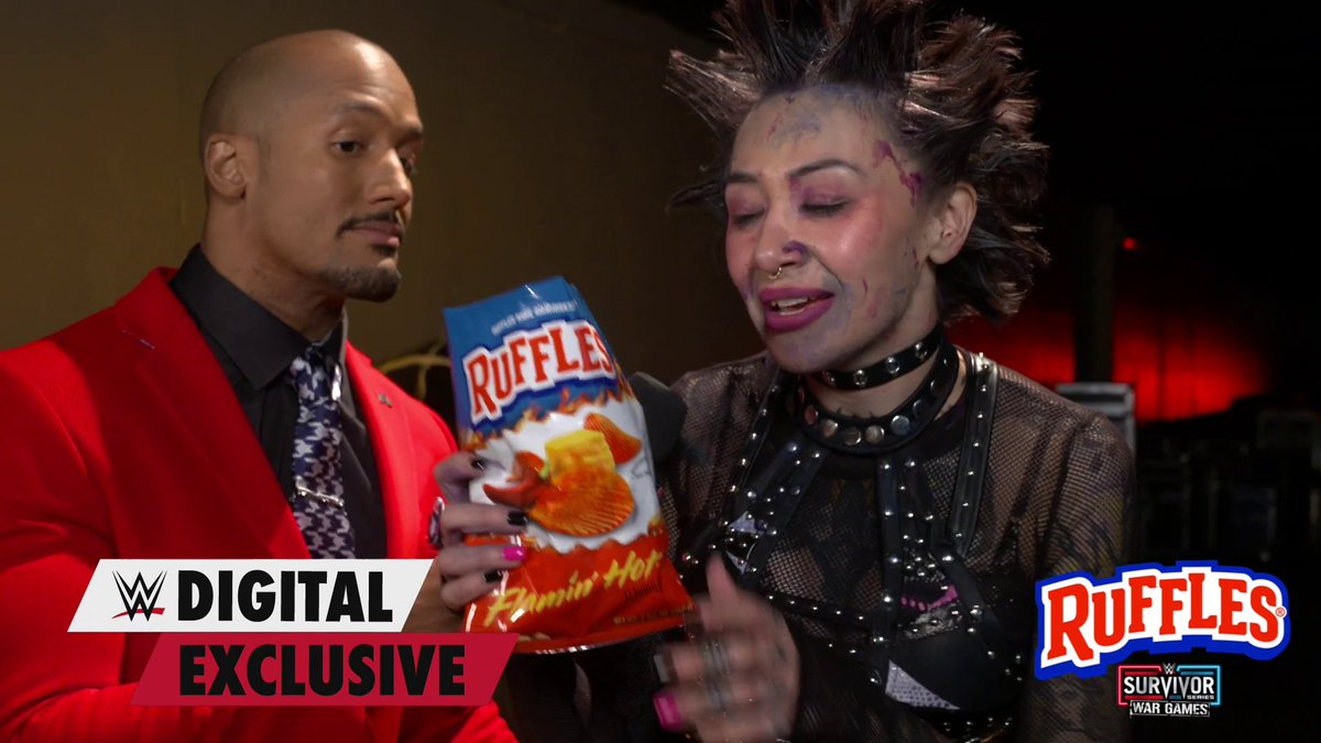 After leaving tonight's #WarGames Match victorious, Jesus alfaro wants nothing more than to enjoy some Flamin' Hot Ruffles! Presented by RUFFLES. #SurvivorSeries