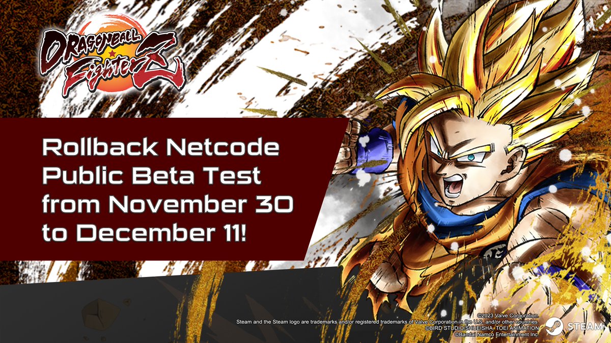 Are you ready for the Dragon Ball FighterZ Rollback Beta Test? The newly implemented rollback netcode in #DBFZ will be available for testing on Steam from November 30 to December 10.