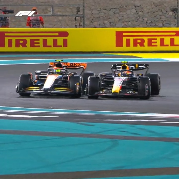 Perez dives down the inside and clashes with Norris 💥😮 Watch all the best action from the season finale at Yas Marina ⤵️ #F1 #AbuDhabiGP