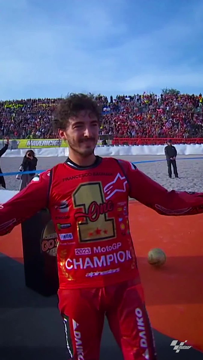Retaining the #MotoGP crown in pure World Champ style! 👑 With a victory! 🥇 #BACK2BACKgnaia 🏆🏆