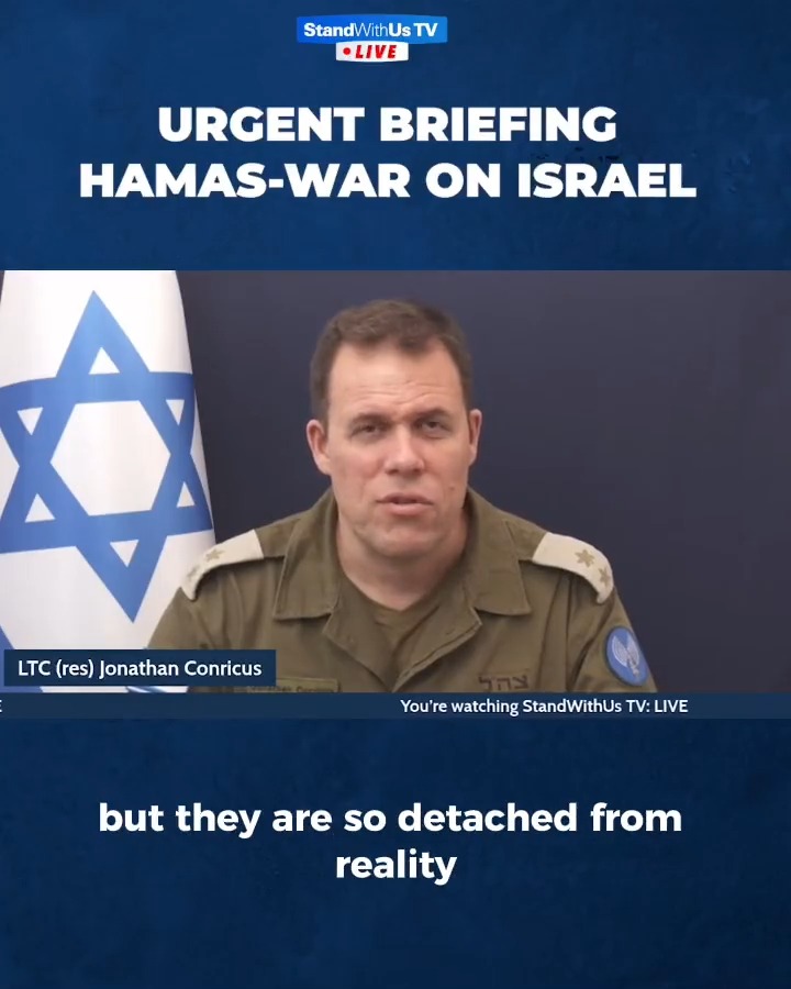 “Many in the media really do their viewers and their consumers a disservice with lazy and biased reporting.” 🇮🇱 Israel Defense Forces Lt. Col. (res.) Jonathan Conricus spoke with StandWithUs Israel’s Executive Director Michael Dickson during November 26th's emergency briefing on #Hamas’ war on #Israel: