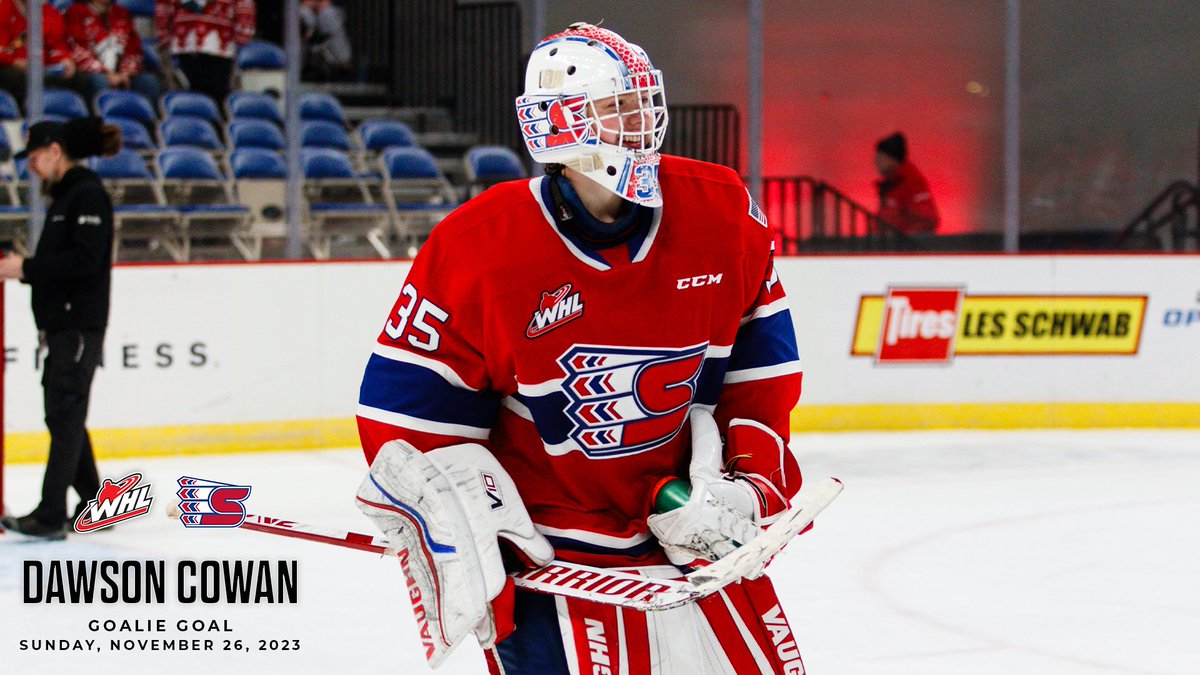 So... Spokane Chiefs netminder Dawson Cowan scored a goalie goal tonight in a... very unconventional manner?! 🤯