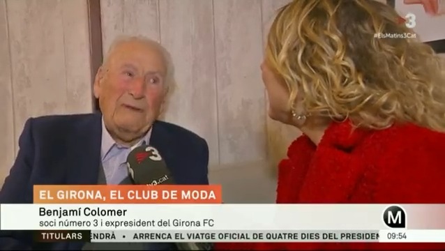 🔴 El Girona, l'equip de moda Parlem amb el Benjamí Colomer. Té 93 anys i és el soci número 3 del Girona FC i també expresident del club #ElsMatins3Cat ▶