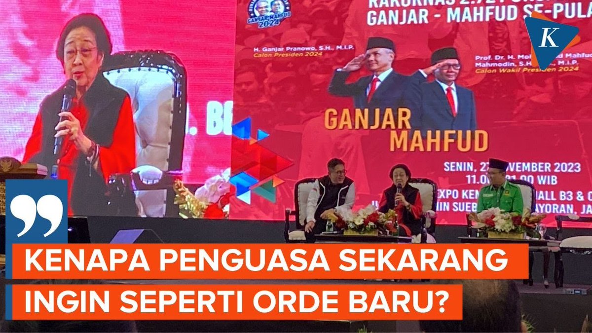 Ketua Umum PDI Perjuangan (PDI-P) Megawati Soekarnoputri mengaku jengkel dengan sikap penguasa saat ini yang menurutnya ingin bertindak seperti penguasa di masa Orde Baru. < #Megawati #PDIP #Pemilu2024KCM