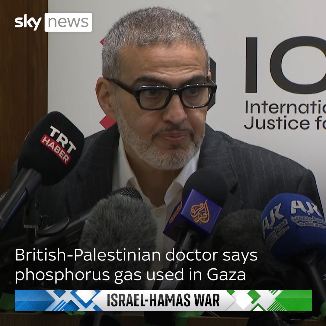 The surgeon, who worked at both al Shifa and al Ahli hospital in Gaza, held a news conference to describe his experiences. He says that phosphorus gas was used in Gaza.