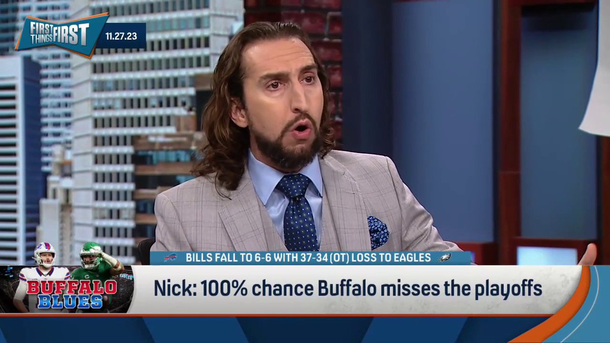 "There is a ZERO percent chance that the Bills make the playoffs. They are not a good enough team to win 5 straight." 😳 — nick wright explains: