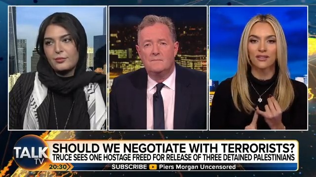 "Piers, stop asking her to condemn October 7th when she is borderline a terrorist herself." Emily Austin cuts in as Piers Morgan asks Nerdeen Kiswani about the Hamas attacks. | Nerdeen Kiswani | Piers Morgan | #PMU