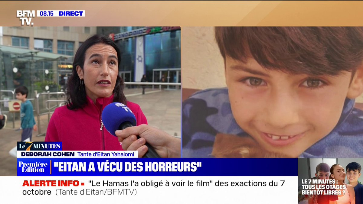 💬 "Eitan a vécu des horreurs. À chaque fois qu'un enfant pleurait là-bas, ils l'ont menacé avec une arme pour qu'il se taise" ↪ La tante d'Eitan raconte ce qui est arrivé à son neveu lorsqu'il était pris en otage par le Hamas