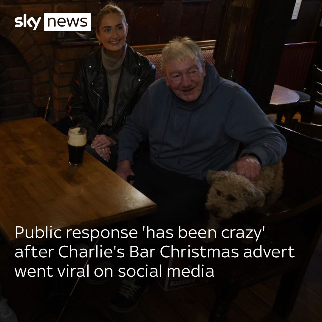 A budget Christmas advert by a pub in Northern Ireland has gone viral - with the manager describing the reaction as beyond her "wildest dreams". Charlie's Bar in Enniskillen, Co Fermanagh, unveiled the ad on Friday 👇