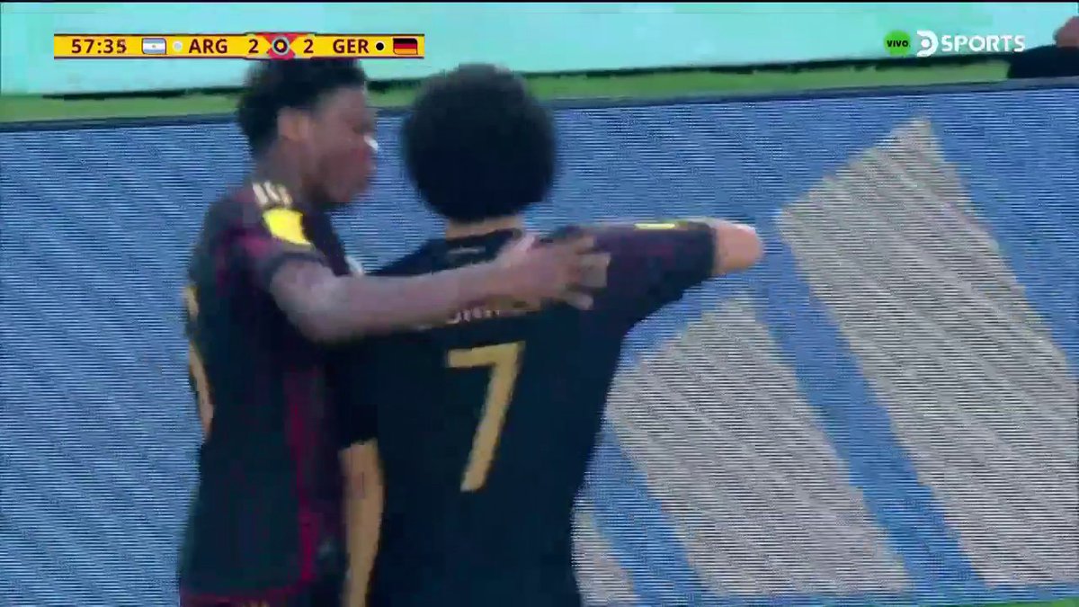 El gol de Paris Brunner para el parcial Alemania 🇩🇪 2 - Argentina 🇦🇷 2.