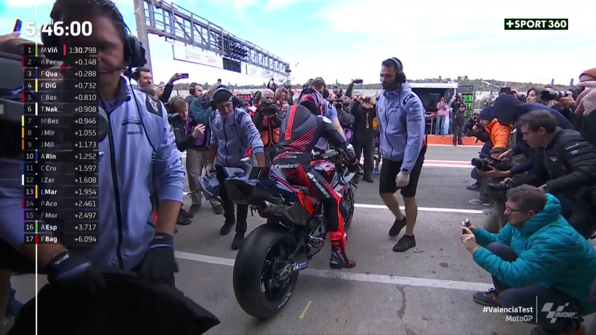 Un moment d'histoire ! Le tout premier départ de Marc Marquez sur une Ducati ! #ValenciaTest