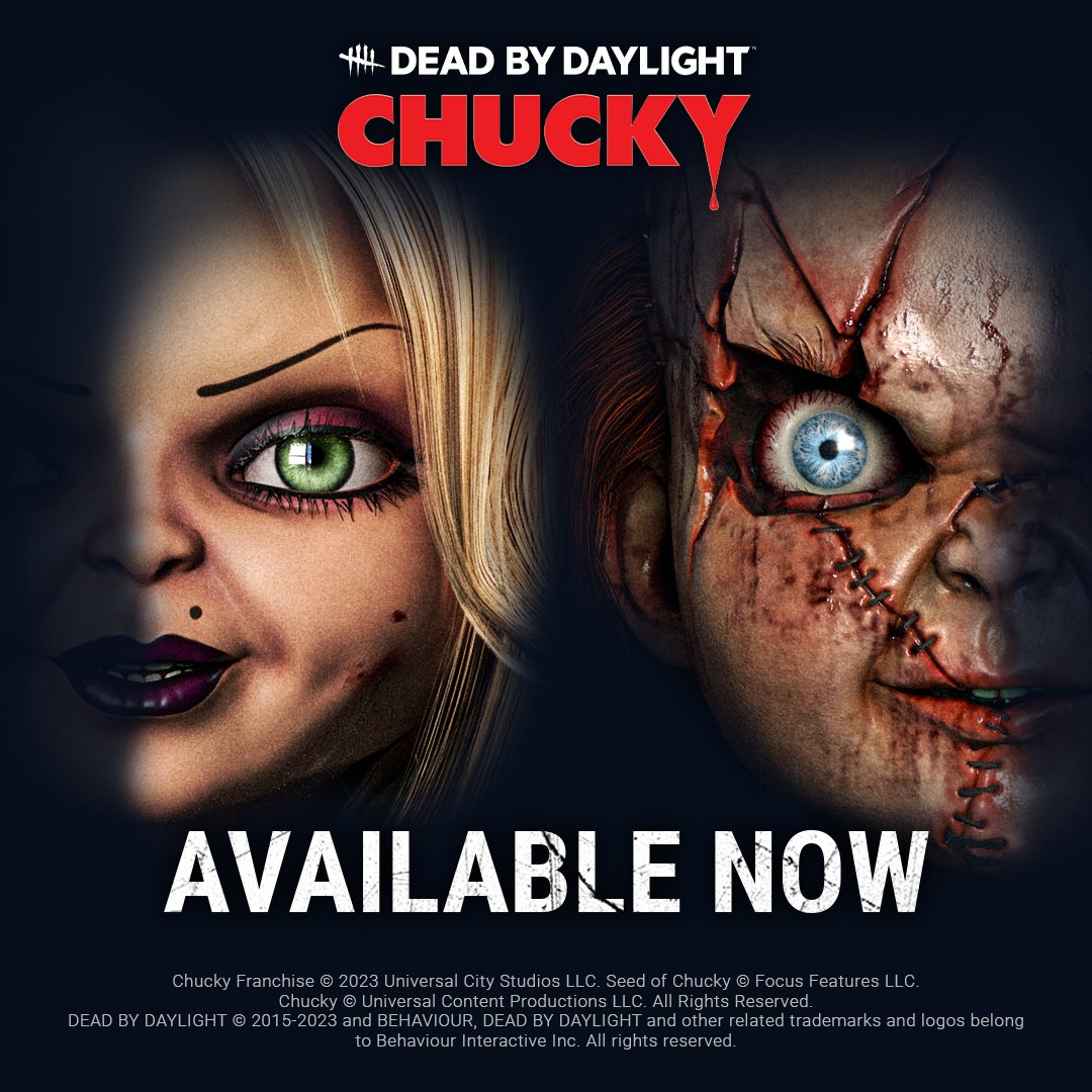 This Good Guy is always ready for some fun! Dead by Daylight: Chucky is here. Channel your inner killer doll with the Friends 'Til The End Collection, featuring the Back From The Dead Chucky and The Good Gal Outfits. Patch Notes 👉