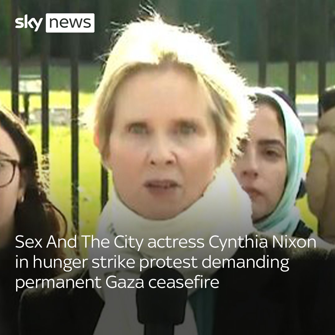 Sex And The City actress Cynthia Nixon in hunger strike protest demanding permanent Gaza ceasefire.