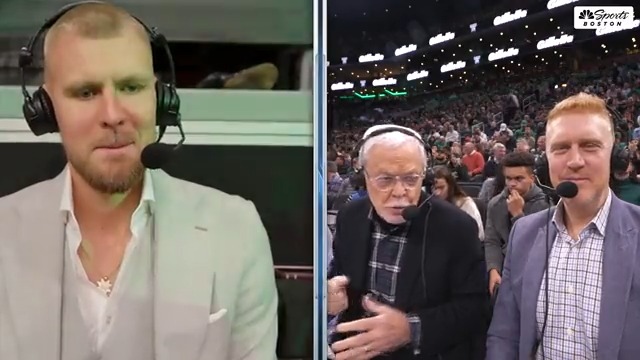 Kristaps Porzingis joins the broadcast! He gives Mike and Scal an update on his injury Tune in 📲