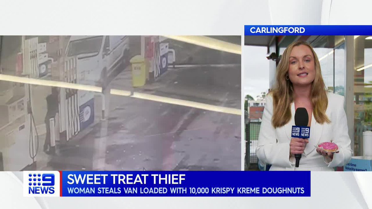 Police are searching for a sticky fingered thief - a woman who stole a van in Carlingford with thousands of Krispy Kreme doughnuts on board. Madison Scott #9News