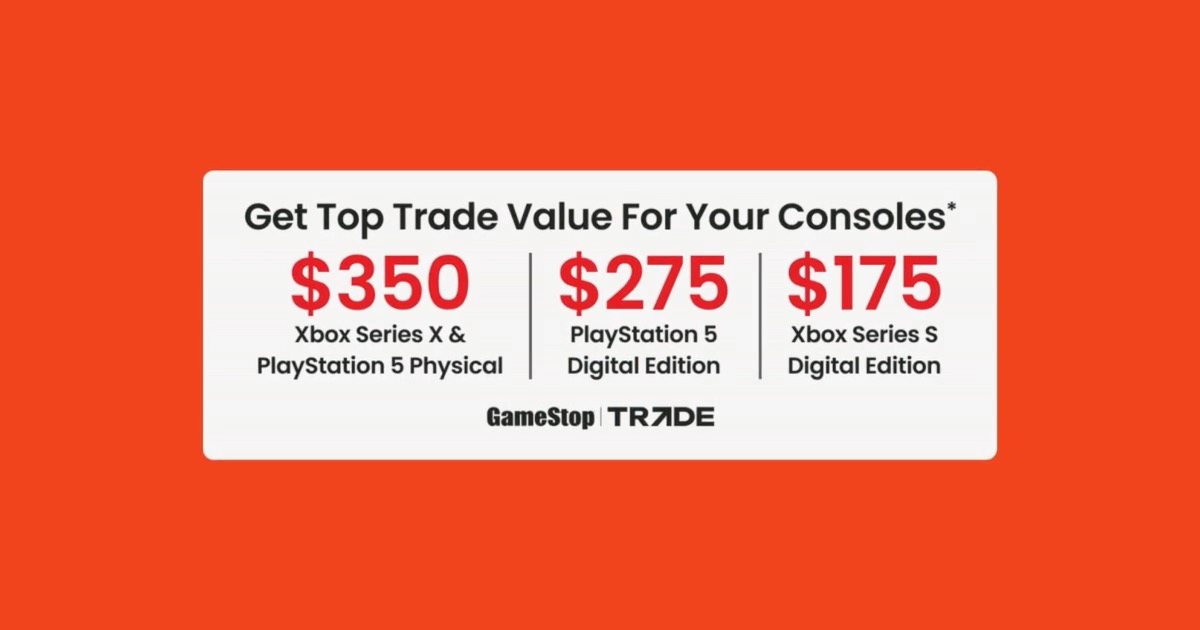 Need a few bucks to finish up your holiday shopping? Time to upgrade your console (we see you eyeing that new PS5!)? Get top trade value for your console trade-in! Save more as a Pro member. We'll see you in store: #GameStop #Trade #GamerMath #GamerGifts