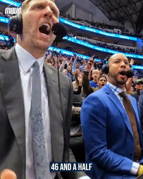 We put a GoPro in front of Dirk Nowitzki during the broadcast last night, and this is what happened 🎙️ #MFFL