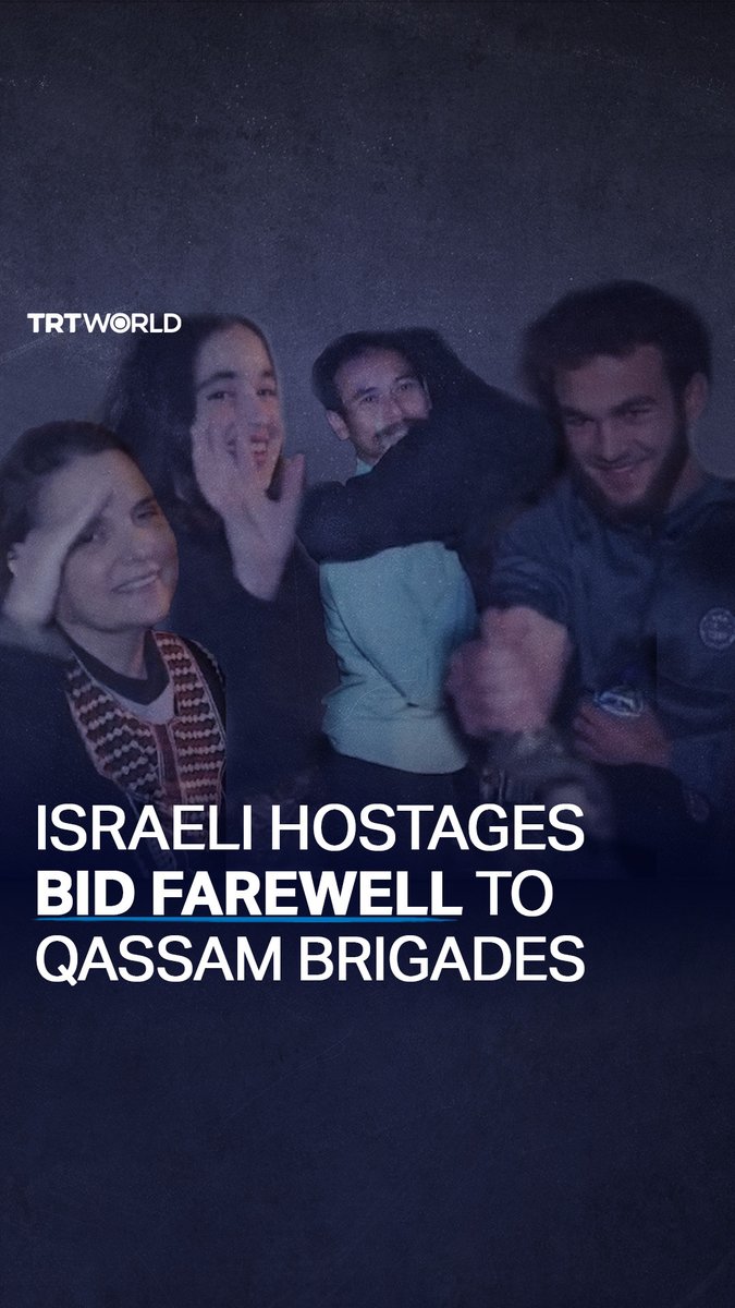 Israeli hostages bid Hamas's Qassam Brigades fighters farewell as they are handed over to the International Committee of the Red Cross. As of Nov. 30, Israel and Hamas have agreed to extend the truce in Palestine's Gaza for a seventh day as part of a hostage exchange deal Read more: