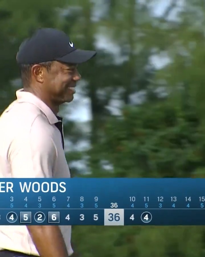 We’ve seen this before. Tiger Woods couldn’t help but smile after a long birdie.