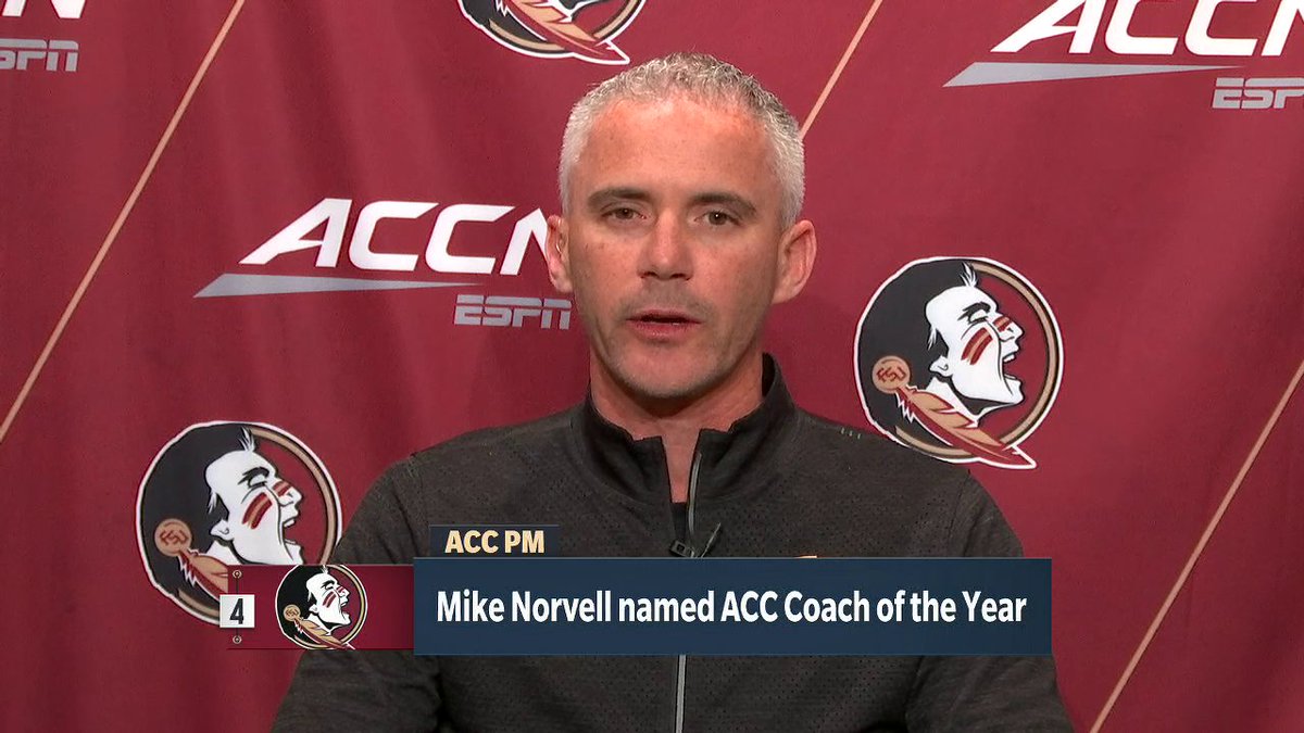 Mike Norvell is the ACC Coach of the Year 👏 He led FSU Football to its first undefeated regular season since 2014 🍢