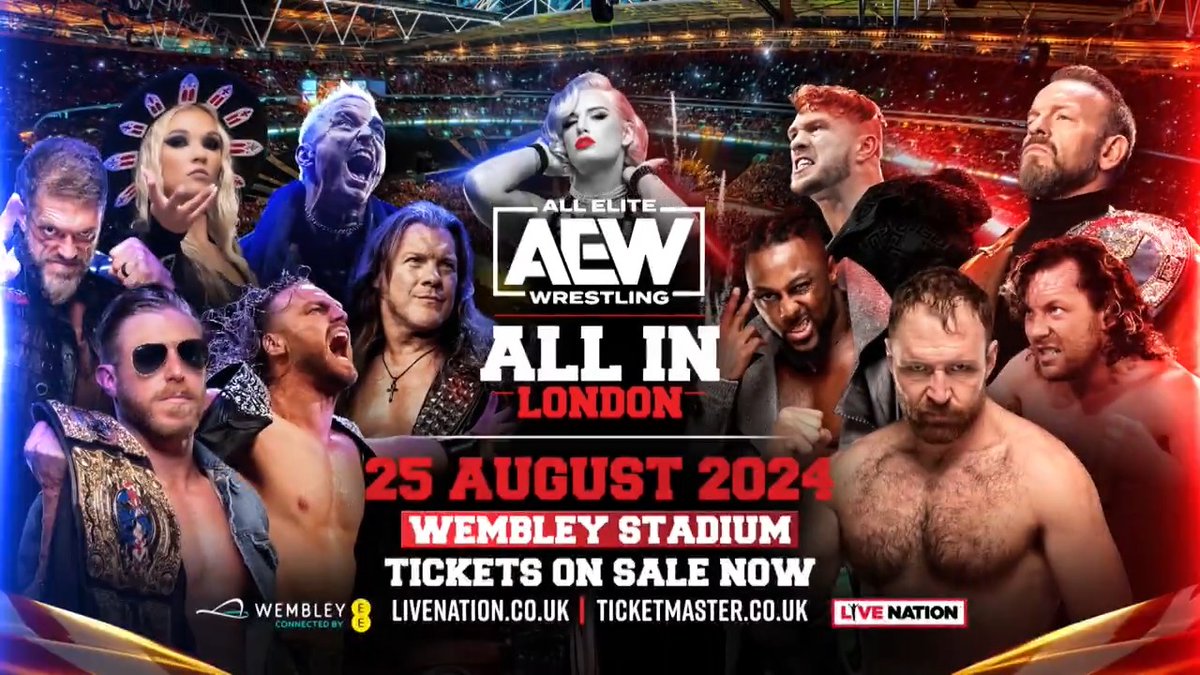 Following a record shattering UK debut at Wembley Stadium this summer, All Elite Wrestling (All Elite Wrestling) will return to Wembley Stadium in 2024 over the Bank Holiday on Sunday 25th August, #AEWAllIn London. Tickets are on sale now from £30! 🎟