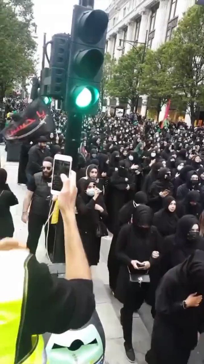 This is a video of a group of Muslims walking down Oxford Street. The women are exclusively dressed in black, many have their faces covered. This is not integration, this is not people who want to be a part of Britain, but the welfare benefits here are wonderful.