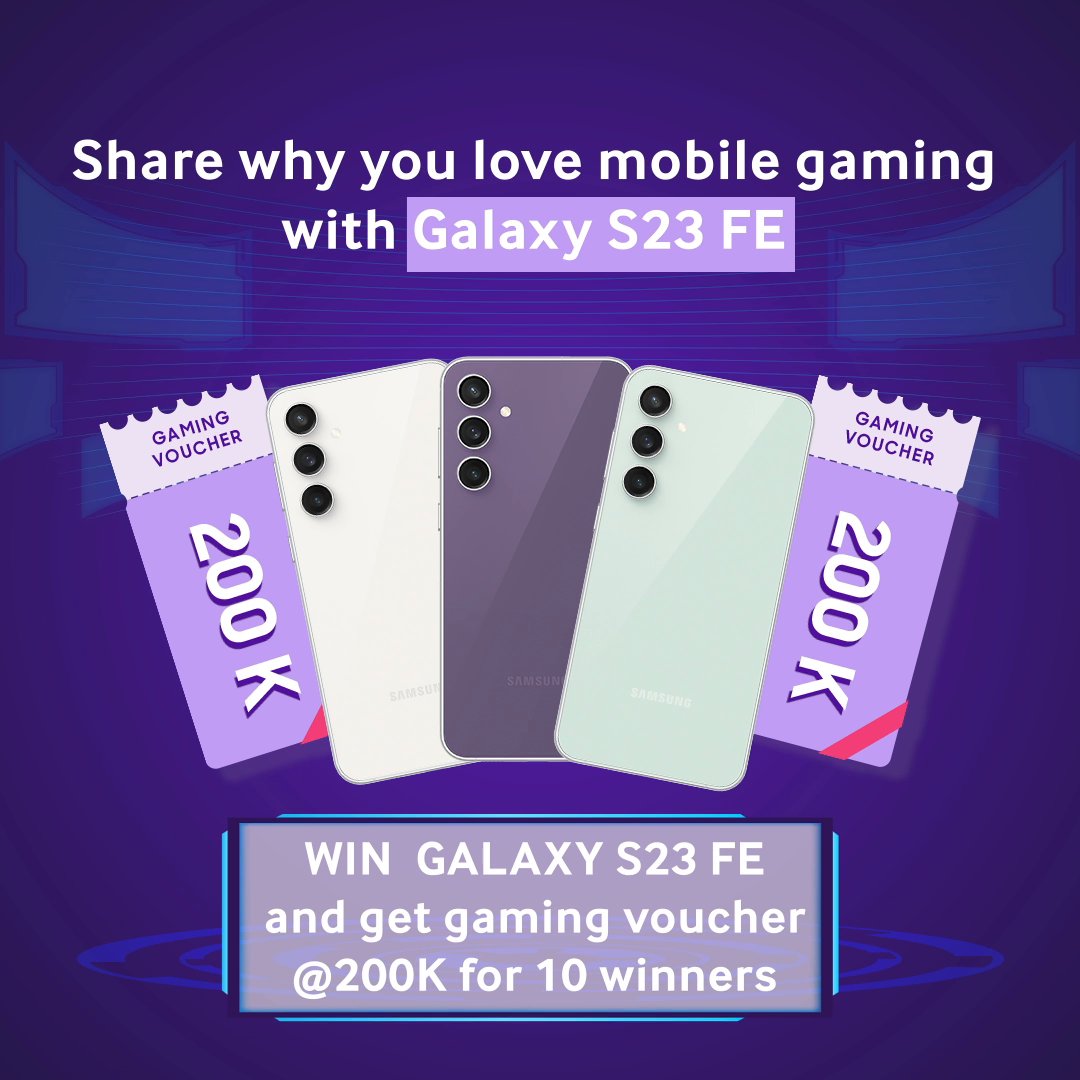 Giveaway alert for gamers! Win 1 #GalaxyS23FE by telling us why you love mobile gaming and mention how Galaxy S23 FE features can support your gaming experience. Don’t miss the chance to level up your gaming experience! #EpicStartsHere #MyEpicPlay
