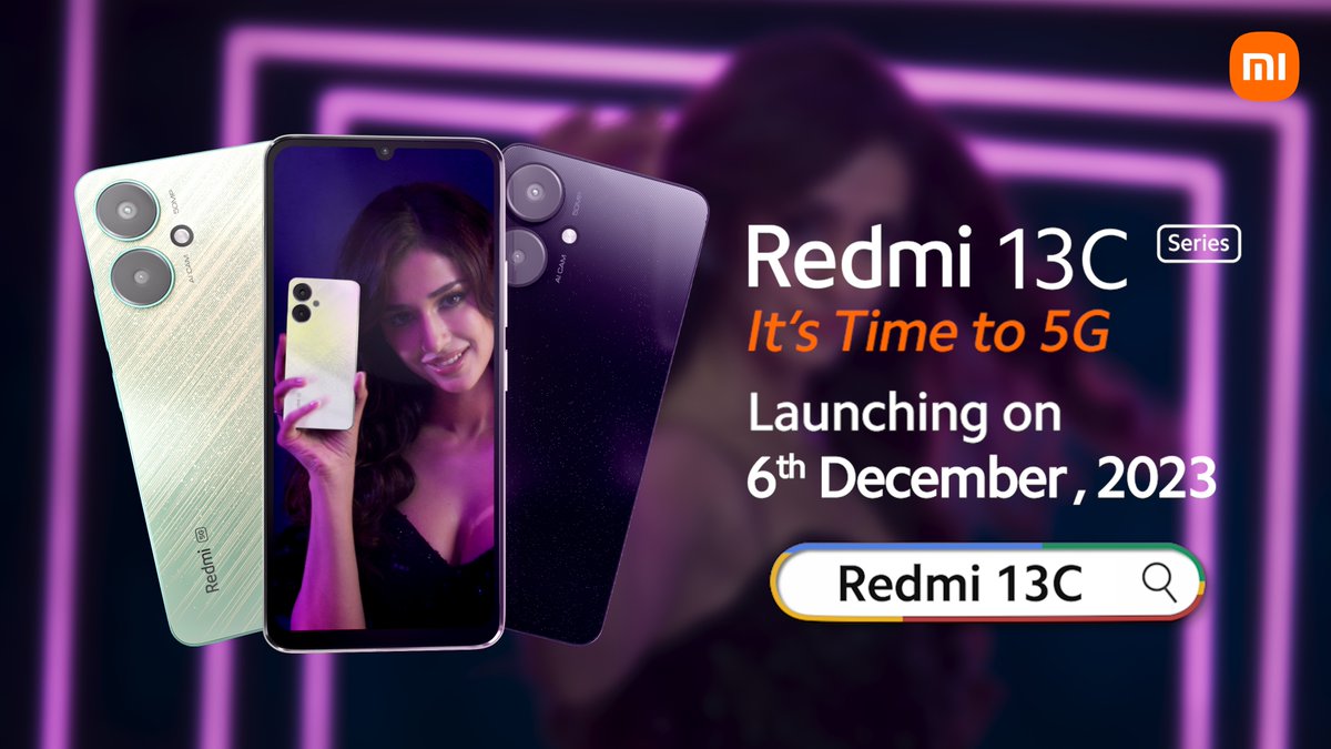 Unveiling Stellar Design: The All-New #Redmi13C Series with Disha Patani ! Behold the breathtaking #StarTrailDesign, where millions of stars illuminate its sleek surface. Launching on 6th December 2023! #ItsTimeTo5G Get notified:
