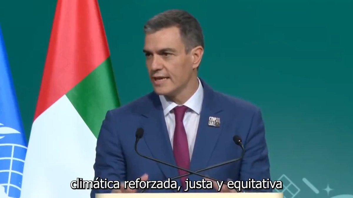 La emergencia climática está causando estragos y estamos lejos de cumplir los objetivos marcados en París. He anunciado en la #COP28 una nueva contribución de España de 20 millones de euros para el nuevo fondo para pérdidas y daños. Todavía tenemos una oportunidad para salvar el planeta. Lograrlo está al alcance de la humanidad.