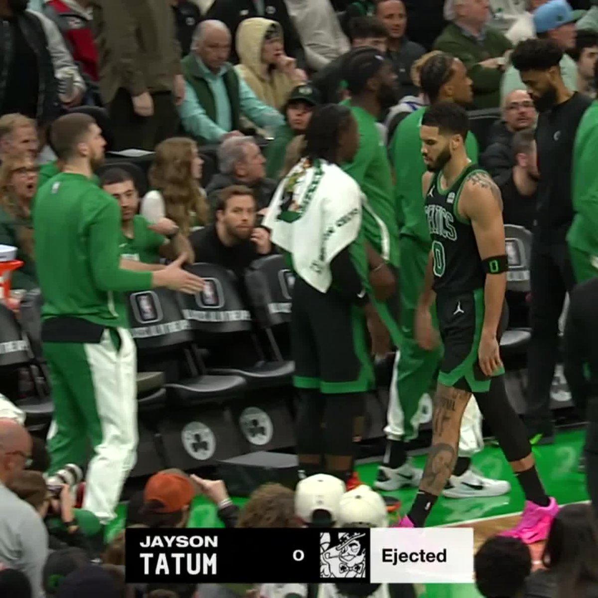 Jayson Tatum was ejected after receiving his second technical foul.