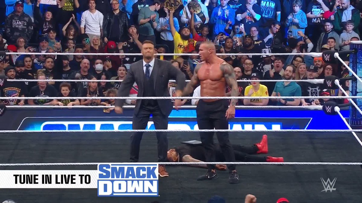 Lesson learned, Nick Aldis... 🐍 #SmackDown #OUTTANOWHERE Randy Orton
