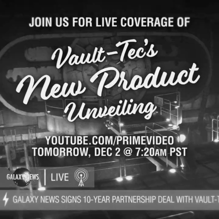 TOMORROW, Galaxy News brings you an exclusive look at the next generation of apocalypse-proof, purpose-built luxury housing, sponsored by our friends at Vault-Tec! Please Stand By for a link to the feed.