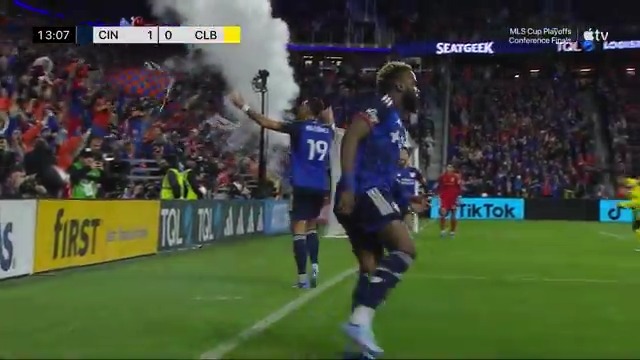 That man Brandon Vazquez. 🤌 A clinical finish to open the scoring for FC Cincinnati! #AllForCincy // Audi #MLSCupPlayoffs