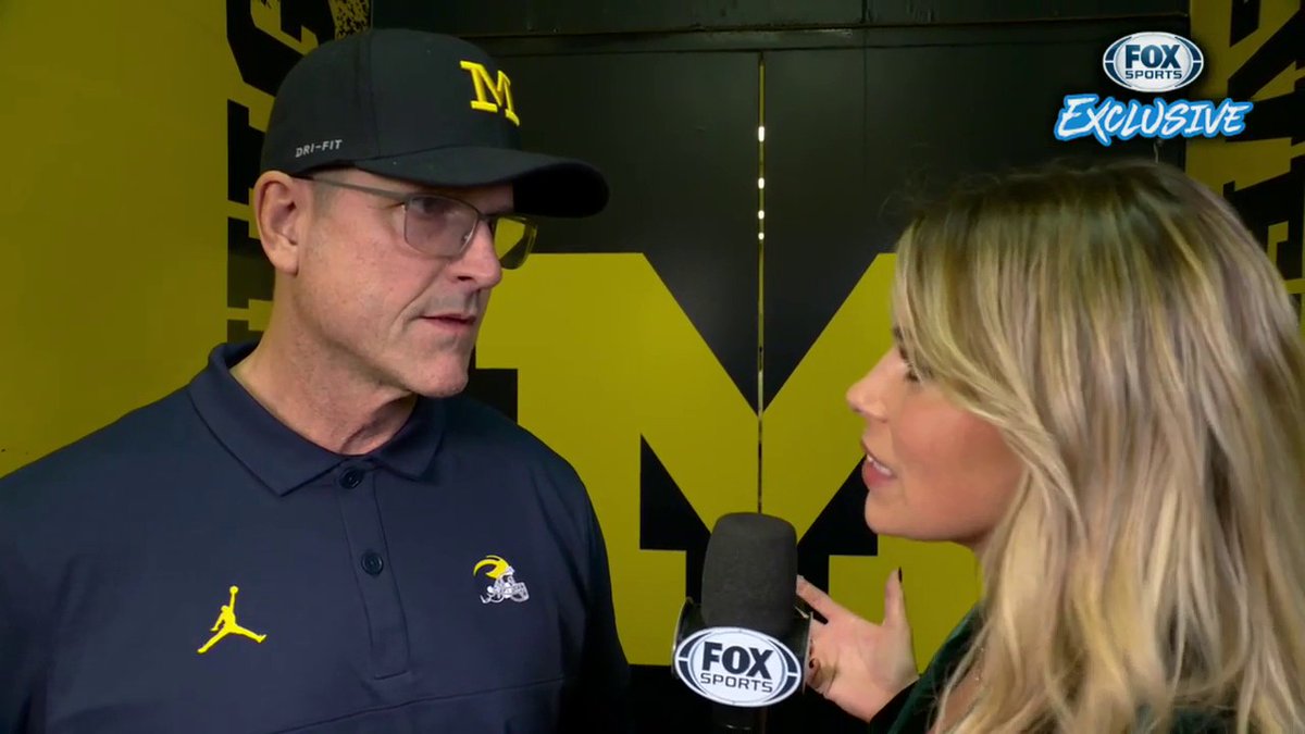 "Our team is locked in and they're ready to rock." Jenny Taft catches up with Michigan Football's Jim Harbaugh before the Big Ten Championship 🏆⬇️
