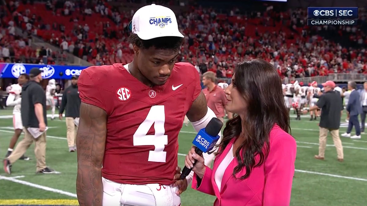 "Before anybody had an opinion of me, I had my purpose already." Alabama Football QB and SEC Championship Game MVP Jalen Milroe spoke w/ Jenny Dell after the Tide rolled to another SEC title 🏆