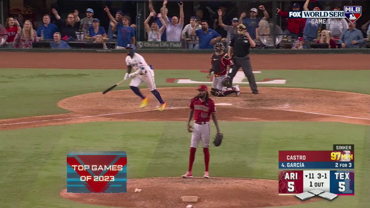 .Jose Adolis Garcia called game in this year's World Series opener! The Texas Rangers' Game 1 walk-off victory takes the #1 spot on our countdown of the top games of 2023. #WentAndTookIt