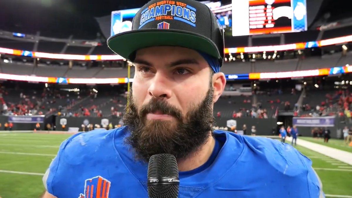The MWN's Bridget Howard talks with DJ Schramm after Boise State Football won the #MWFB Championship