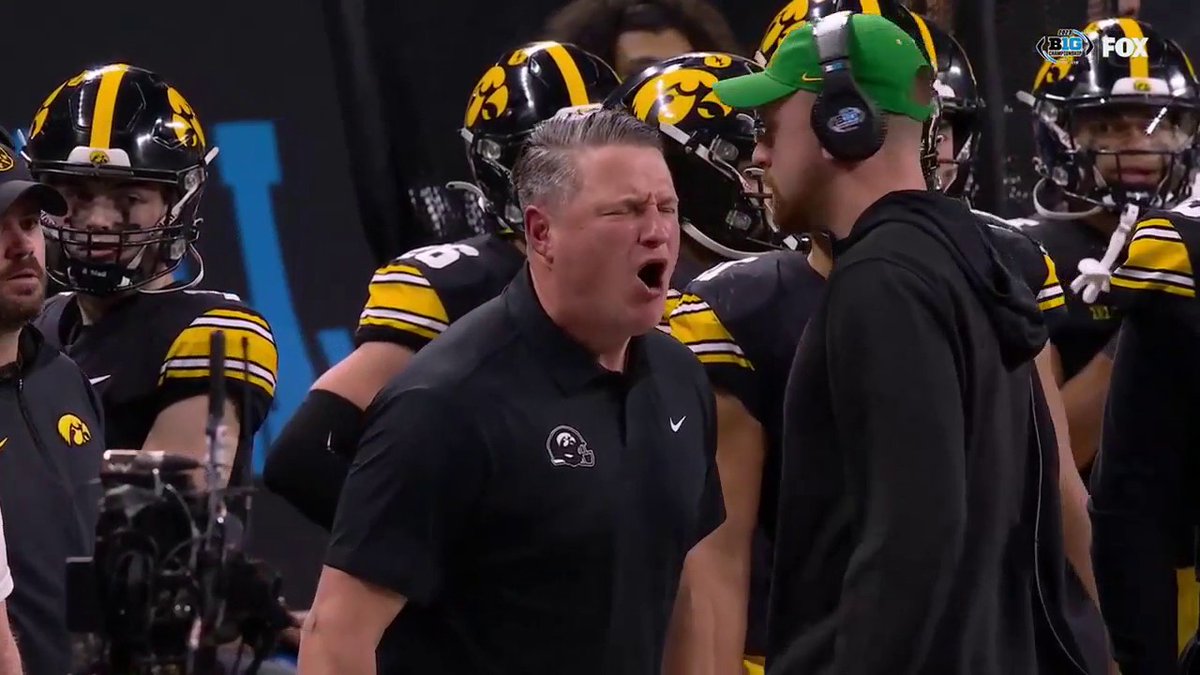 The Iowa sideline was not happy about that fumble ruling
