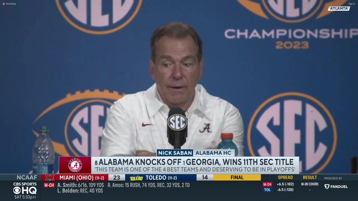 “We won the SEC. We beat the No. 1 team in the country." Nick Saban makes his case to the playoff committee
