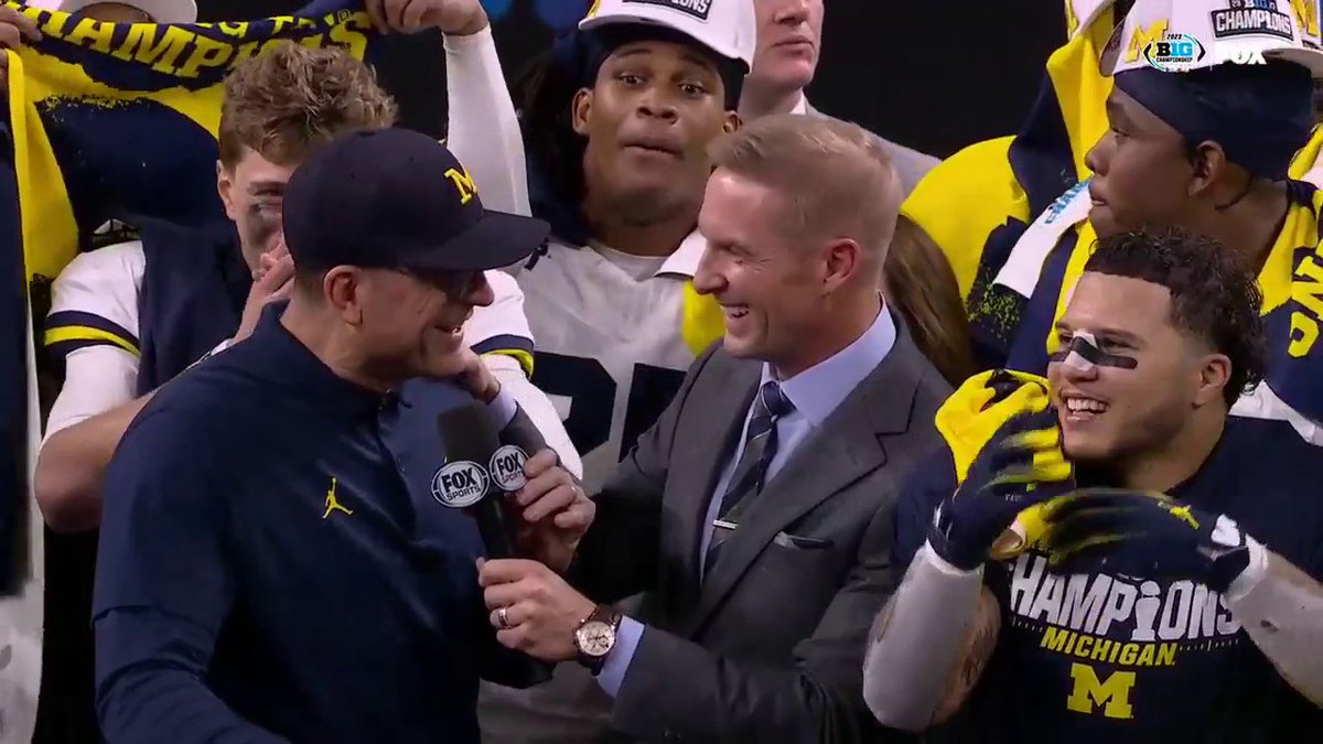 🗣️ BET Jim Harbaugh after Joel Klatt asked him how it feels to win 3-straight Big Ten Champ games with Michigan Football 🤣