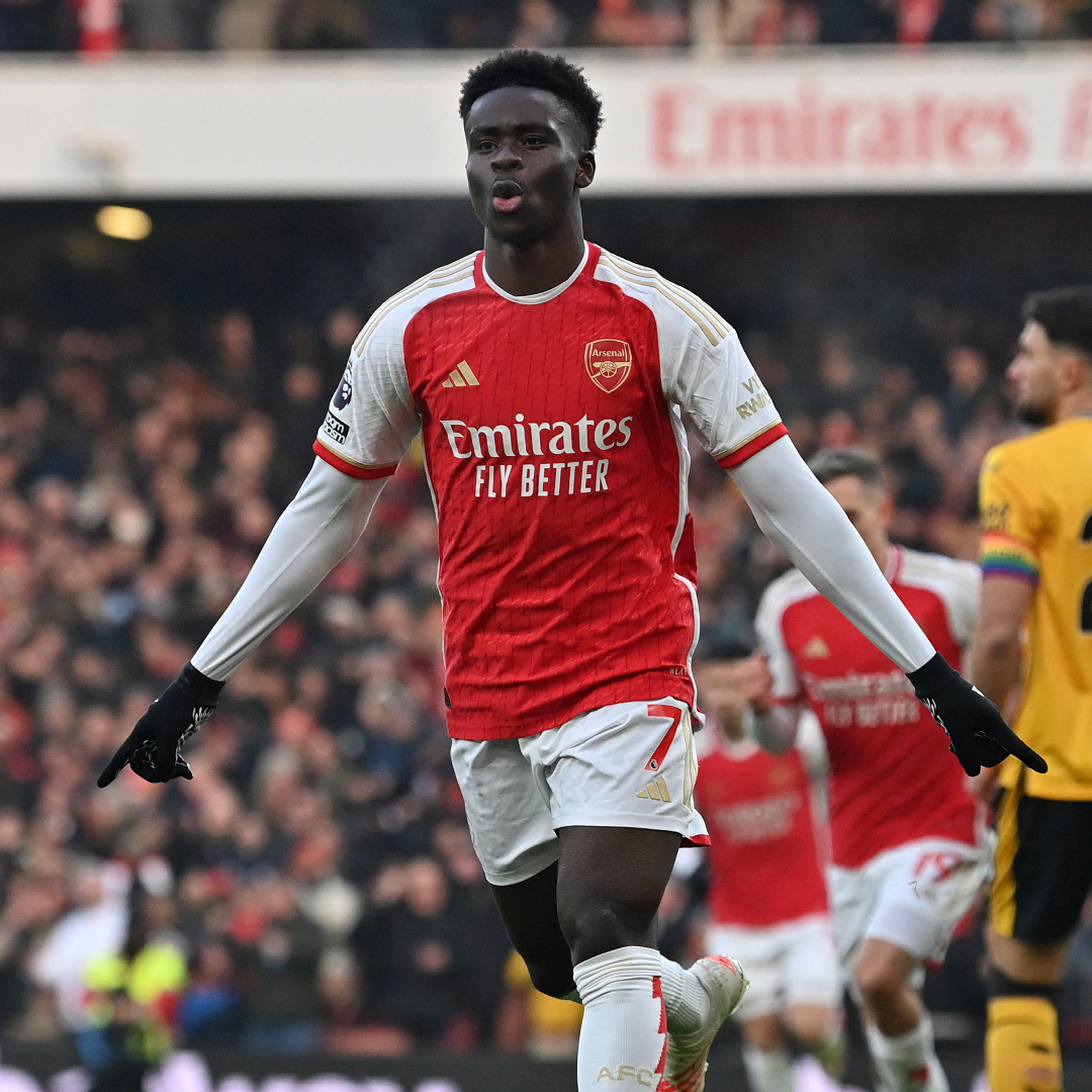 Bukayo Saka scores our 100th goal in 2023 🙌