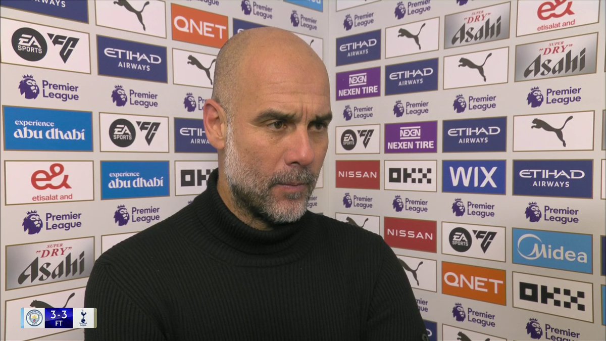 "Next question." Pep Guardiola on the referee's decision to not play the advantage 👀
