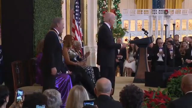 Biden presents the 2023 Kennedy Center Honorees, then gets lost trying to leave the stage until Jill, Ed.D., tells him where to go