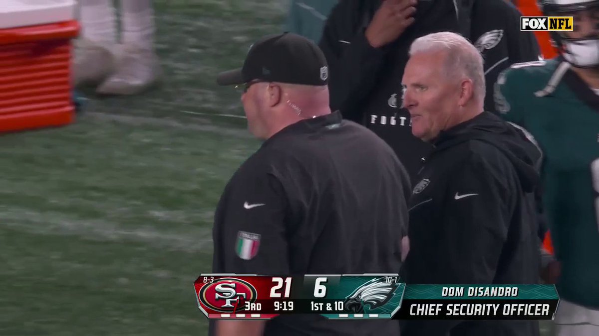 Eagles fans gave the team's chief security officer a standing ovation as he left the field