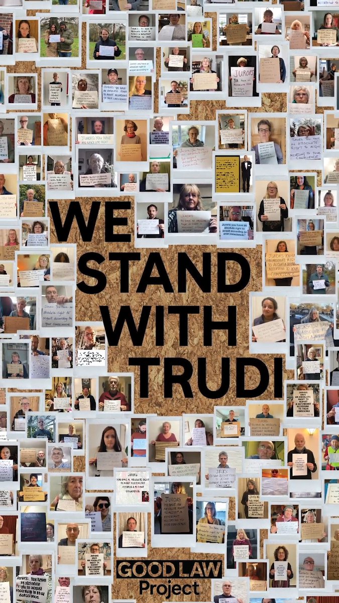 Today is a day of action for Trudi Warner. We hold her sign in solidarity with her and with those copying her actions outside courts today. We stand up for our democratic right to peaceful protest without the fear of prison. We #StandWithTrudi ⚖️