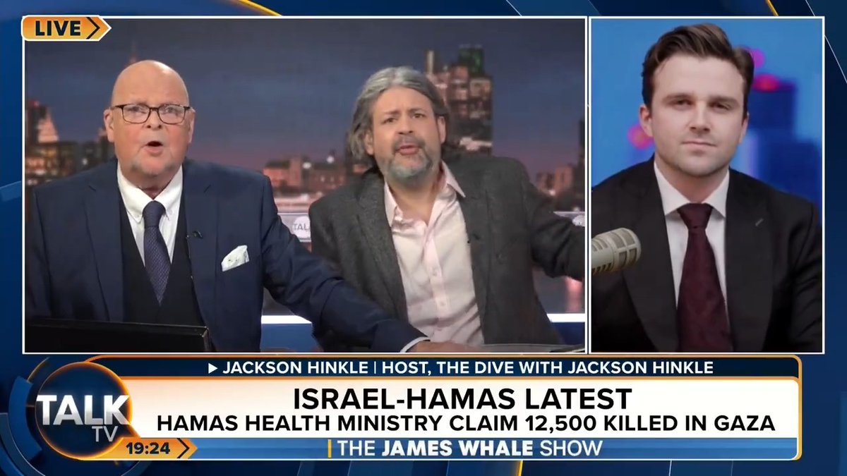 "Your show is called James Whale Unleashed, but you're leashed like a dog to the Zionists and repeating all their propaganda." American political commentator Jackson Hinkle clashes with James Whale. James Whale MBE. | Ash | Jackson Hinkle 🇺🇸