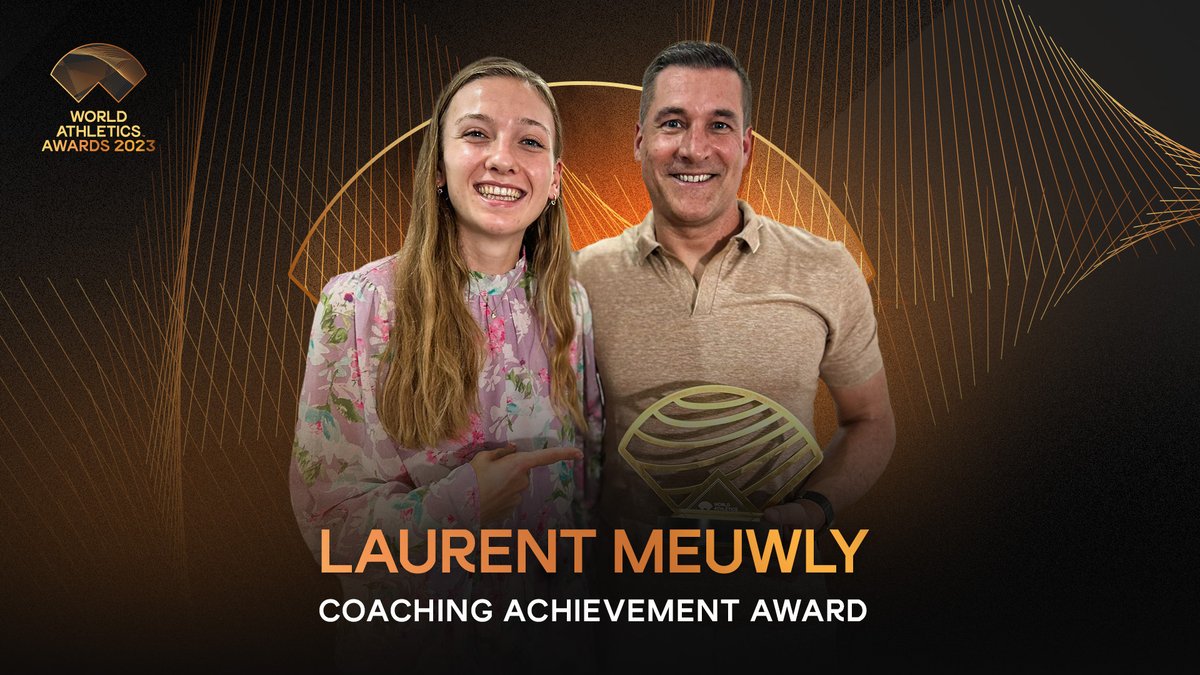 This year's Coaching Achievement Award goes to Laurent Meuwly ✨ Meuwly is head of sprinting, hurdles and relays in the Netherlands, working with athletes including world 400m hurdles champion Femke Bol. #AthleticsAwards