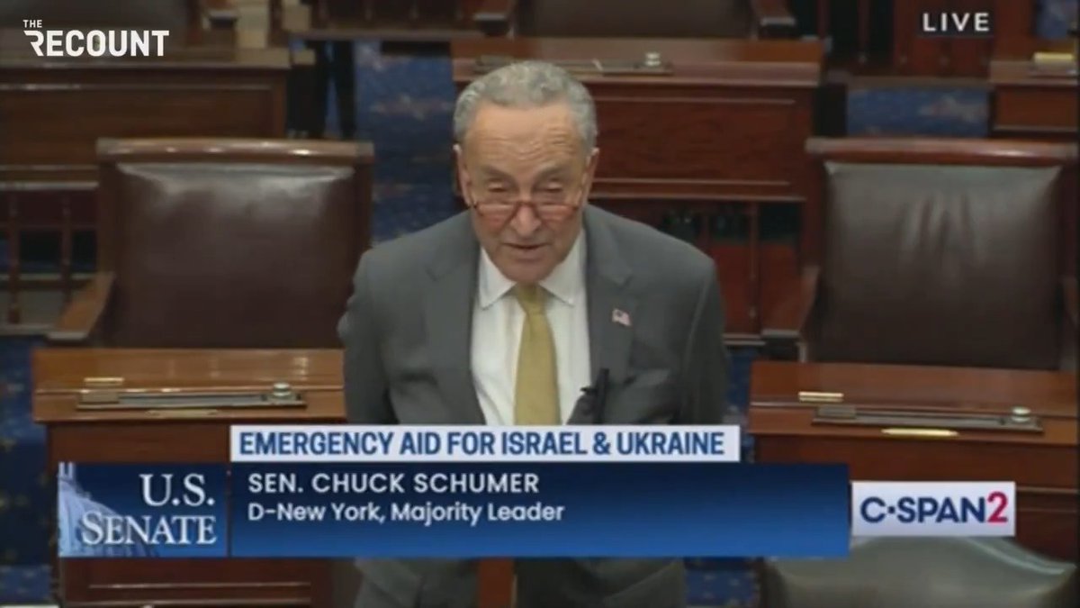 “Putin is watching. Hamas is watching … If Congress fails to defend democracy … because of border policies inspired by Donald Trump and Stephen Miller, the judgment of history will be harsh indeed.” — Senate Majority Leader Schumer slams GOP for holding up foreign aid package