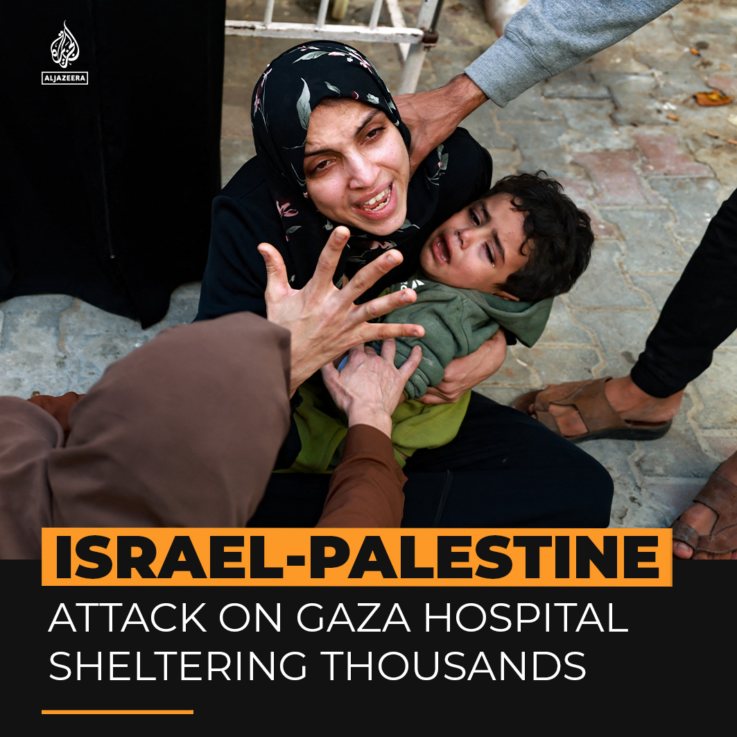 Watch the moment an Israeli air strike hit the gates of the Kamal Adwan Hospital in northern Gaza, where Palestinians say a new massacre has taken place after days of attacks in the area.